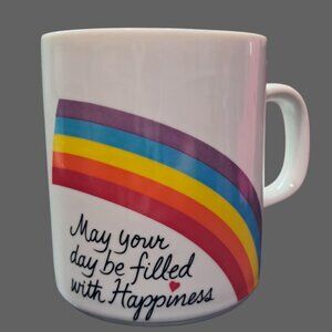 Avon Mug Easter 1984 Rainbow Quote “May Your Day Be Filled With Happiness"